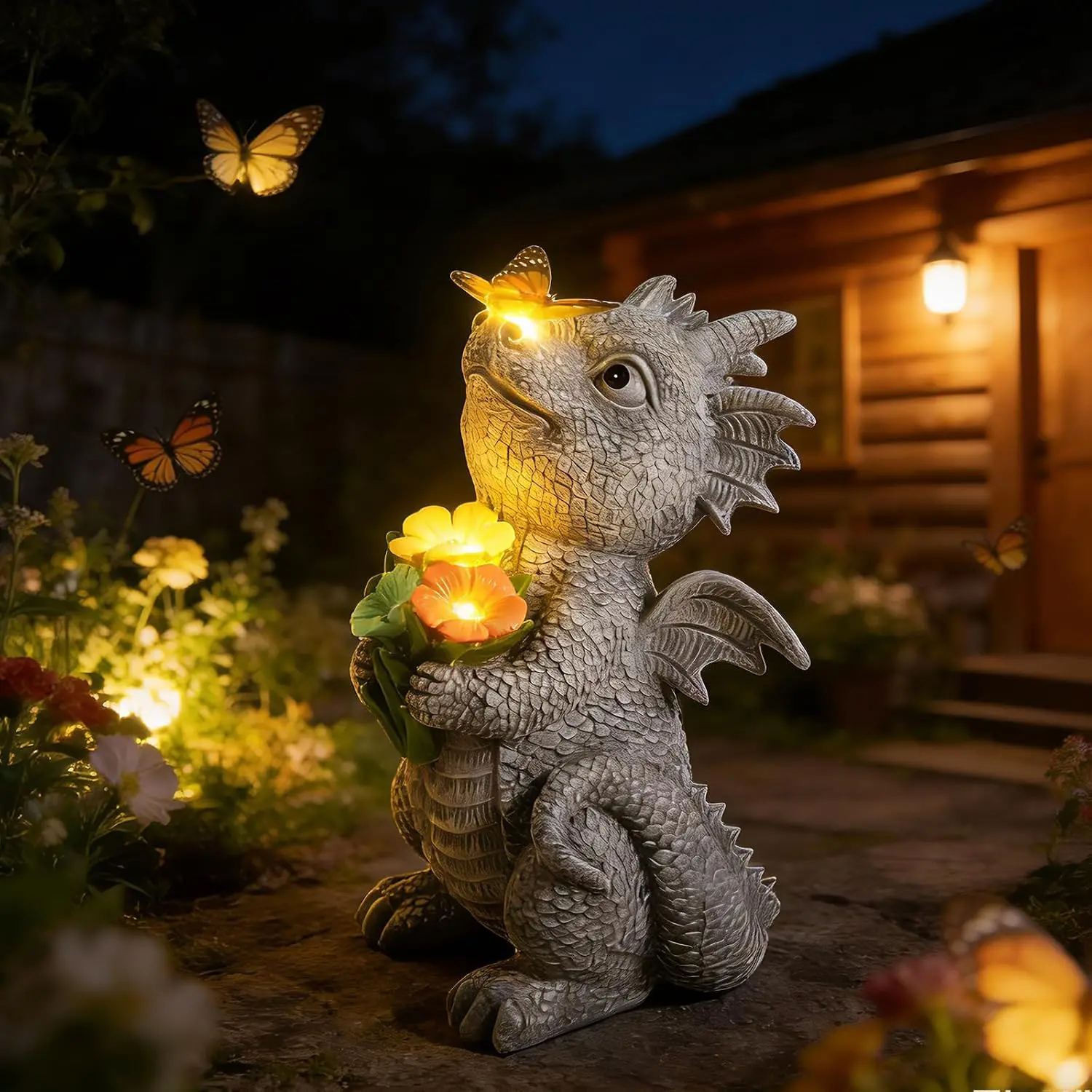 Solar Garden Dragon Statue Outdoor Garden Decor Lights  Dragon Gifts for Women Mom Yard Patio Decorations Solar