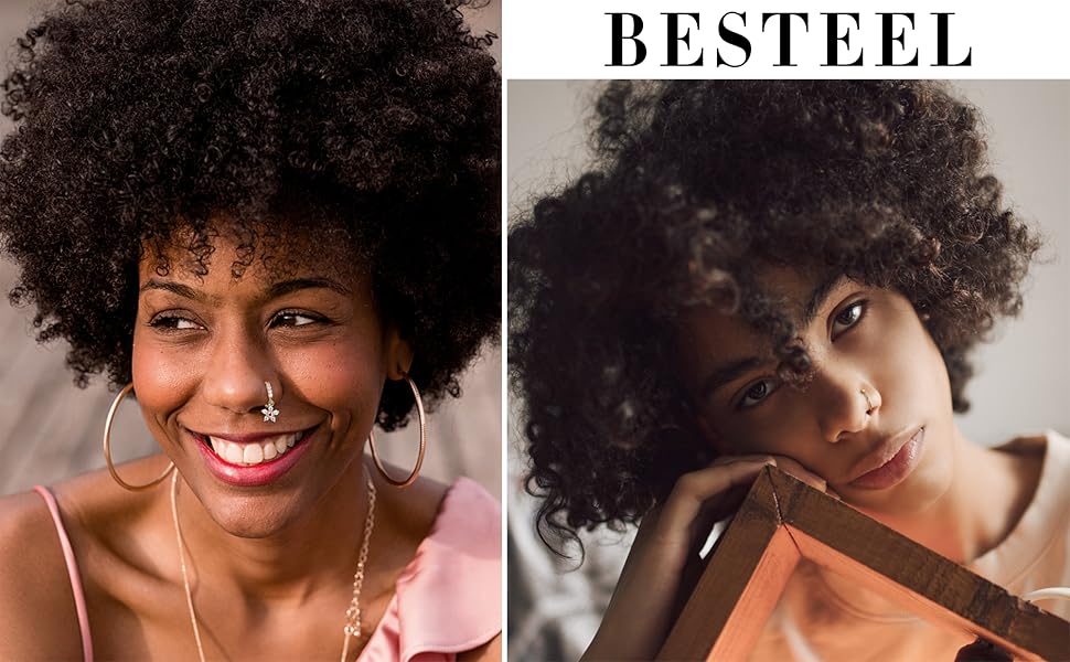 Besteel 20 PCS 20G Dangle Nose Rings for Women Butterfly Heart Moon Flower Cross CZ Dangle Nose Ring Hoops Cartilage Earring Dangling Nose Piercing Jewelry Charms