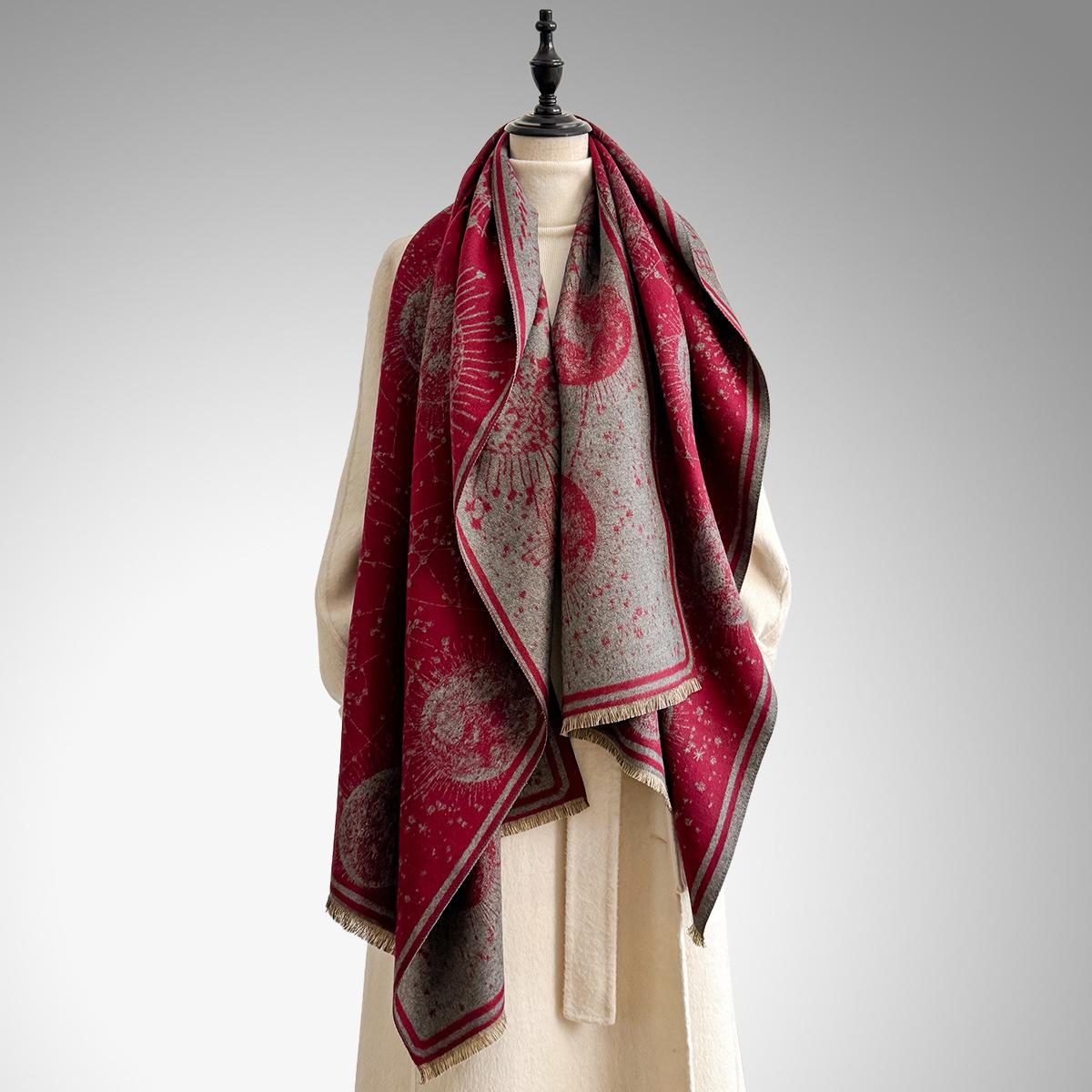 Boho Style Floral & Paisley Embroidery Tassel Decor Shawl, Paisley Print Scarf, Trendy Casual Soft Warm Double Sided Scarf for Fall & Winter, Fashion Accessories for Women & Men