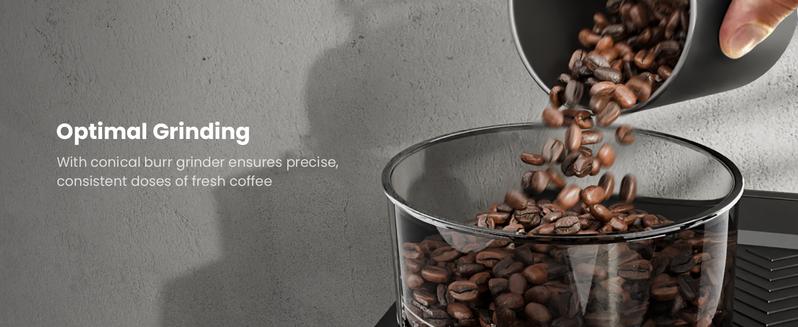 Kismile Espresso Machines with Grinder,20 Bar Professional Espresso Maker with Removable Water Tank,Milk Frother Steam Wand for Latte&Cappuccino,Ideal for Home/Office Coffee Equipment