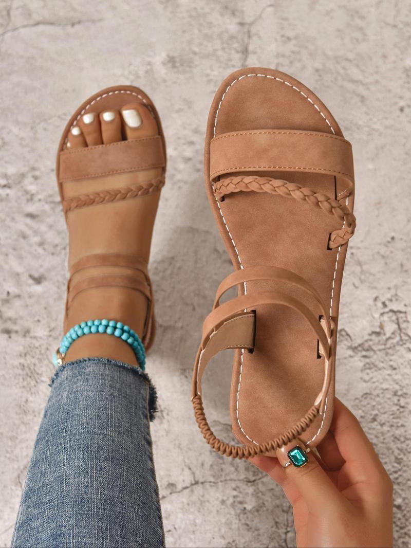 Women's Fashionable Plain Color Slides, Casual Comfortable Flat Sandals for Summer, Lightweight Breathable Shoes for Daily Wear, Footwear for Beach, Girl