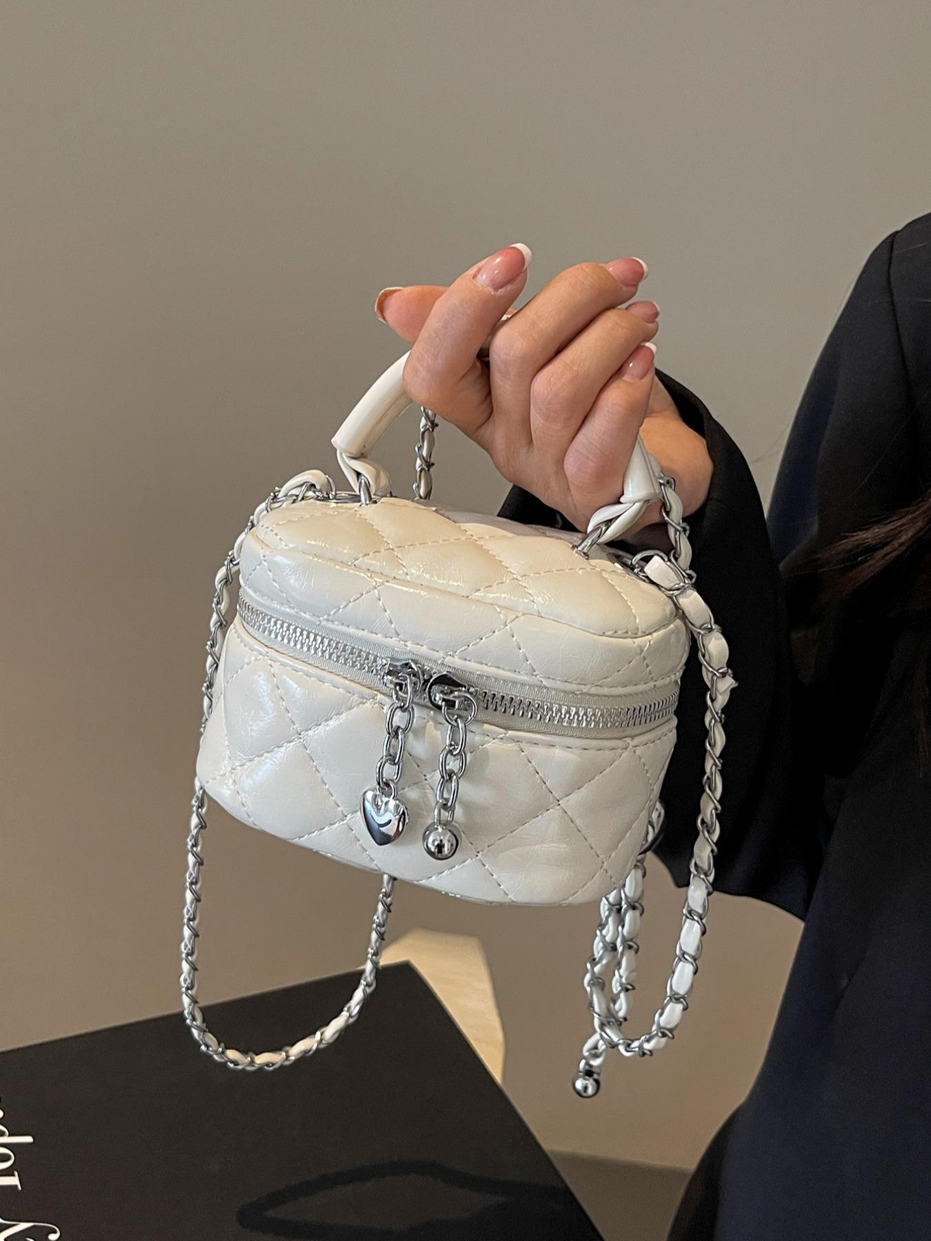 Women's Solid Color Chain Strap Crossbody Bag, Fashionable PU Leather Shoulder Bag for Daily Used, Casual Trendy Versatile High-quality Daily Commuting Bag