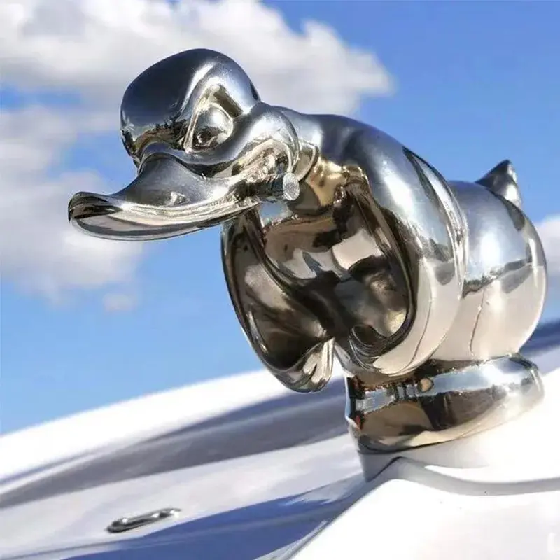 Angry Rubber Duck Hood Ornament Death Proof Sliver Car Decoration Strong Duck Curiosity Car Motorcycle Decoration Ornaments