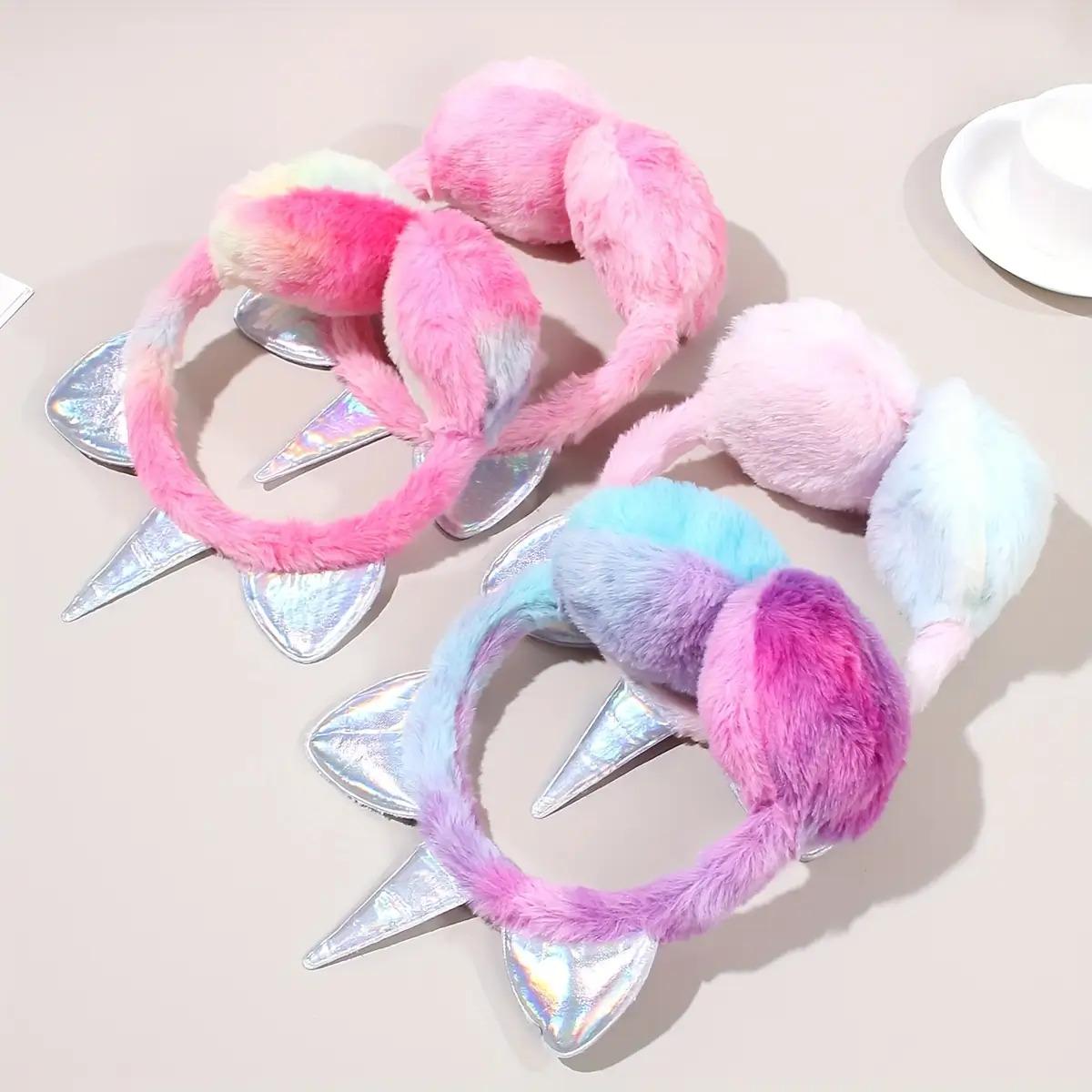 2-Pack Kids Winter Ear Warmers - Soft Plush Unicorn Ear Muffs with Pastel Pink, Purple, Blue, or - Cold Weather Ear Protection for Girls & Boys Ages 3-6 Years - Birthday Party, School, Everyday Winter Outfits - Non-Electric Safe Ear Covers, Kids Cold Weat