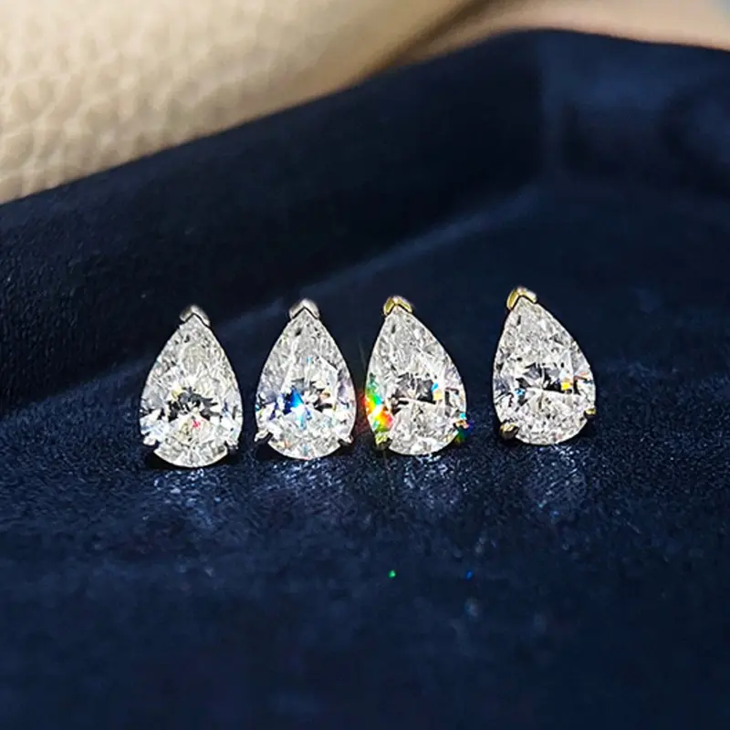 Women's Unisex Teardrop Moissanite Stud Earrings, 1 Carat D Color VVS, S925 Sterling Silver Gold-Plated Luxury Artificial Gemstone Jewelry, Luxury Jewelry, Adults, Hip-Hop, High Quality Earrings, Sparkling Ear Jewelry