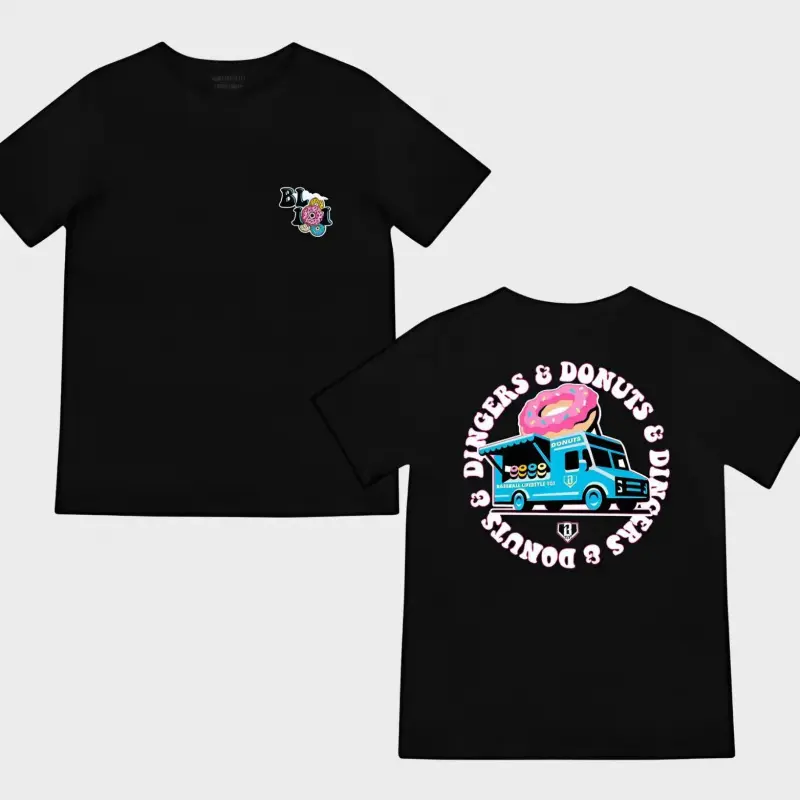 Youth and Adult Baseball Lifestyle Donut Truck T-Shirt, Glazed & Game Day Ready, Gift for Boys Girls, Back to School Outfit, Gift For Son And Daughter, Toddler graphic tees, family matching shirt, hoilday shirt, youth clothing, festival outfit-Teen