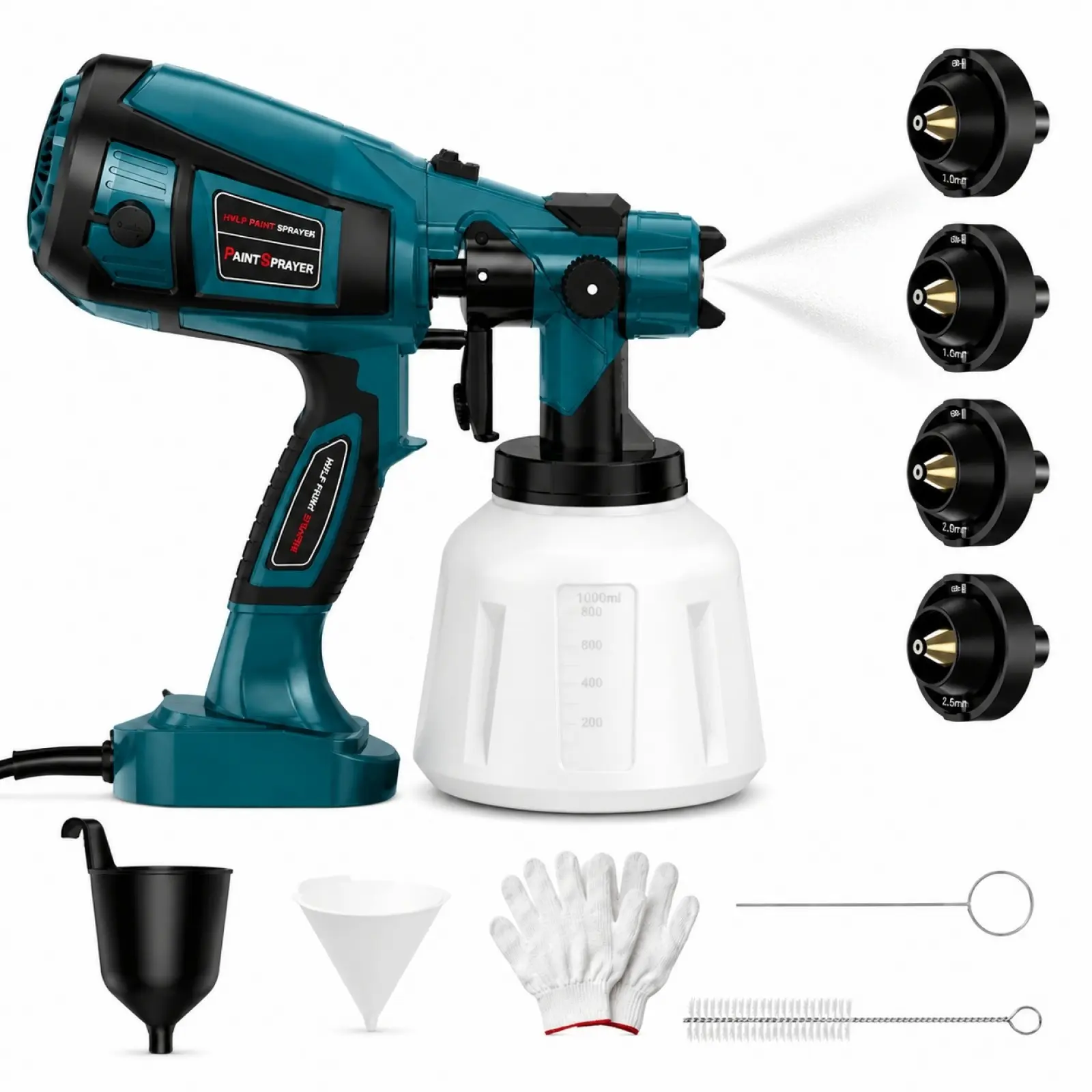 1400ML Container Paint Sprayer,1000W High Power Electric Spray Paint with 4 Nozzles & 3 Spray Patterns,Adjustable Spray Width Knob,Easy Clean Design for Furniture,Garden Chairs,Fence,Walls,Door and More.