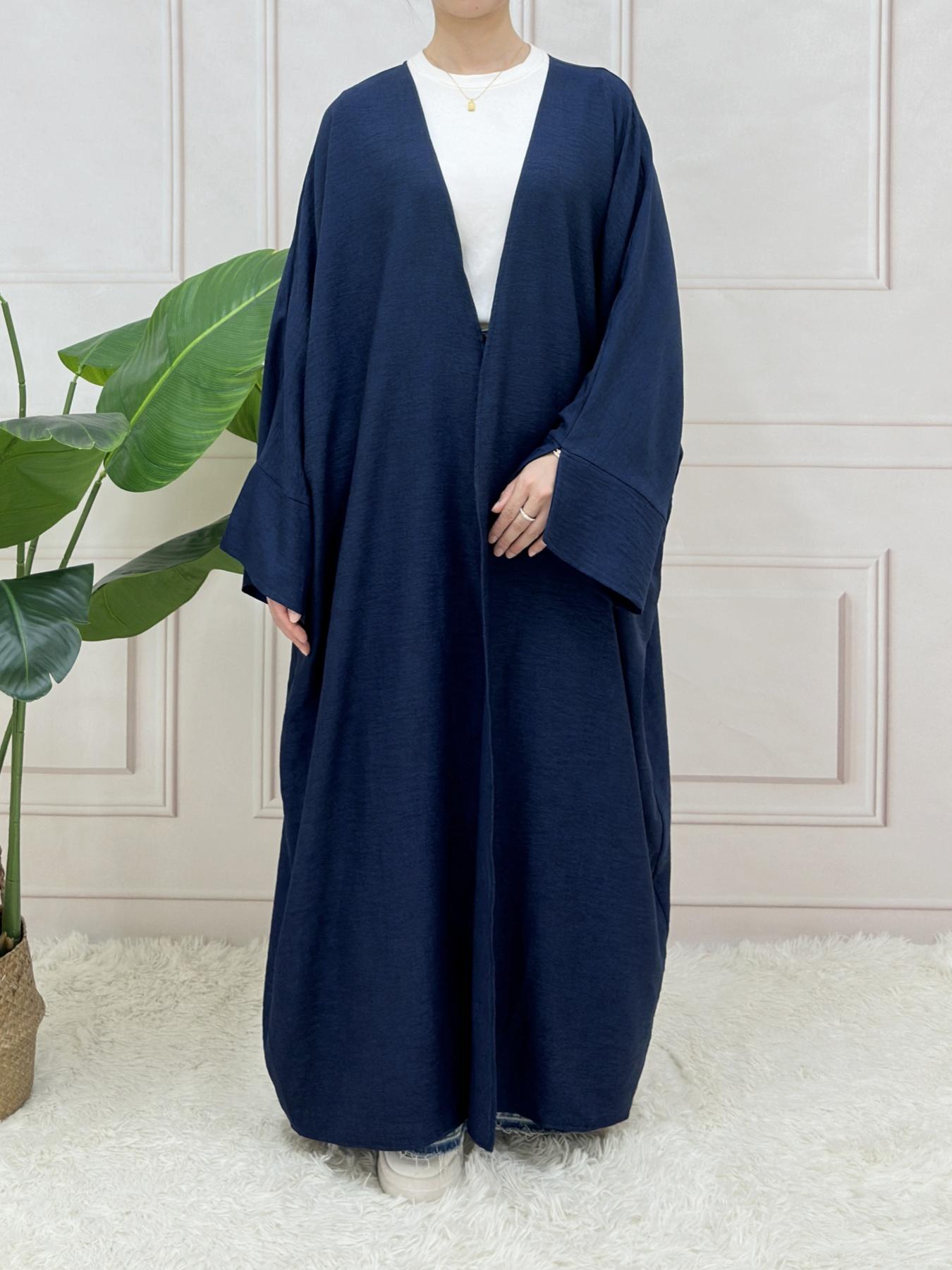 Arabic Clothing-solid Color Split Sleeve Loose Open Abaya, Modest Long Sleeve Open Front Outerwear for Women, Women's Islamic Clothing for Spring & Fall, Summer Outfits, Modesty Abaya, Muslims Loose Abayas