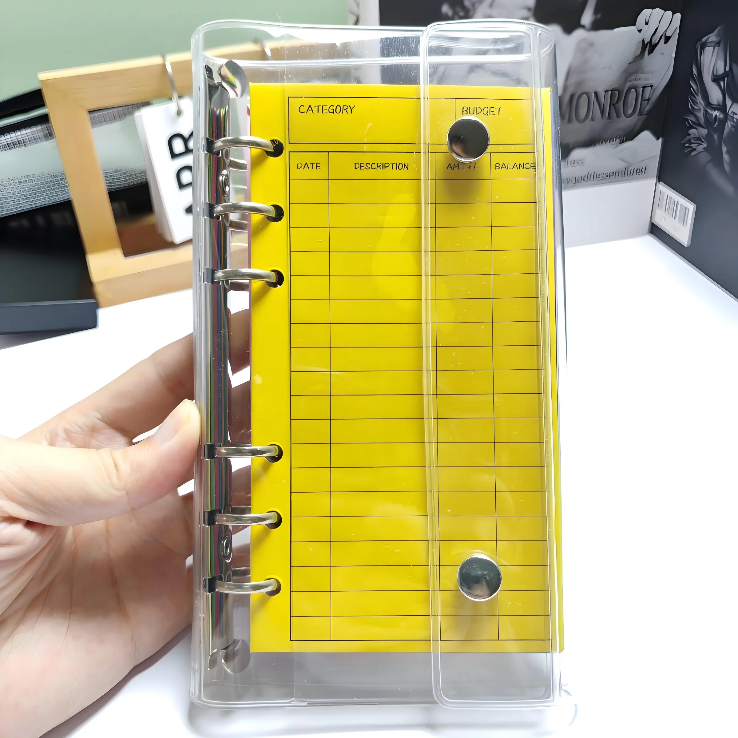 Compact A6 Ring Binder with Dual Clips and 12 Budget Envelope, Color Coded System for Budgeting, Income Tracking, Savings Challenges, Budget Binder System, Cash Storage Binder