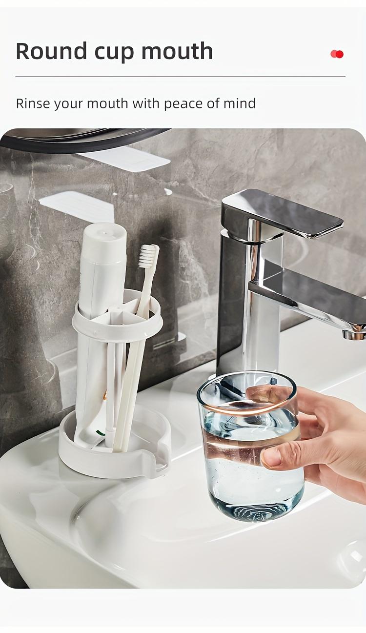 1PC Bathroom Toothbrush Cup Holder, Waterproof Toothbrush Holder, Cosmetic Organizer, Space-Saving Wall Shelf, Suitable for Sinks, Washrooms, Counters, Bathroom Organization and Storage