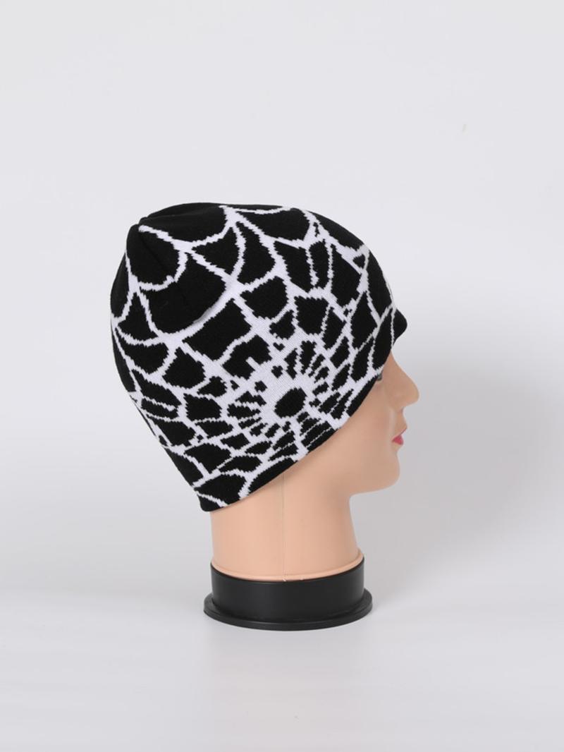 Unisex Streetwear Spider Web Design Beanie Hat, 1 Piece Casual Trendy Beanie Hat, Fashionable Hat for Fall & Winter
