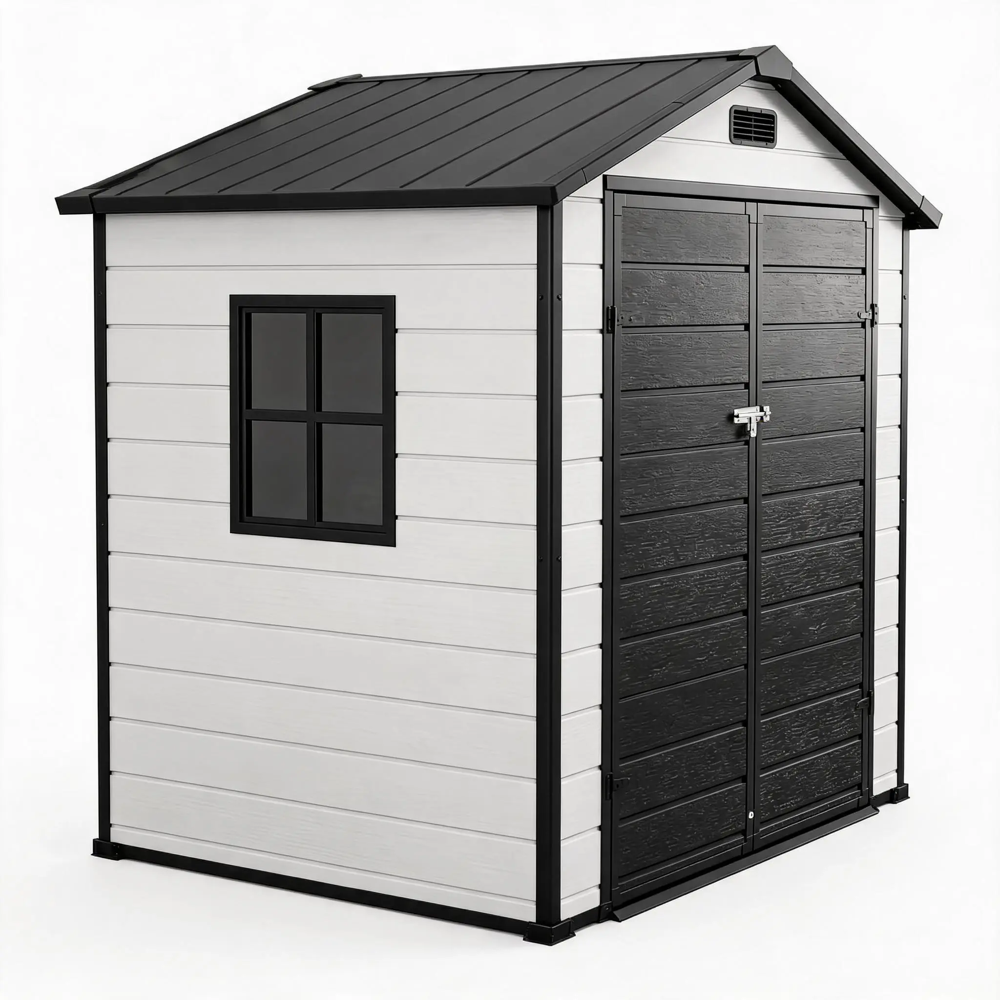 【GAOMON】Weatherproof Resin Outdoor Storage Shed with Floor, 4x6 ft Lockable Door & Window, Rust-Free Low-Maintenance Backyard Organizer for Lawn Mower, Bike, Tools, 4X6 Feet Size