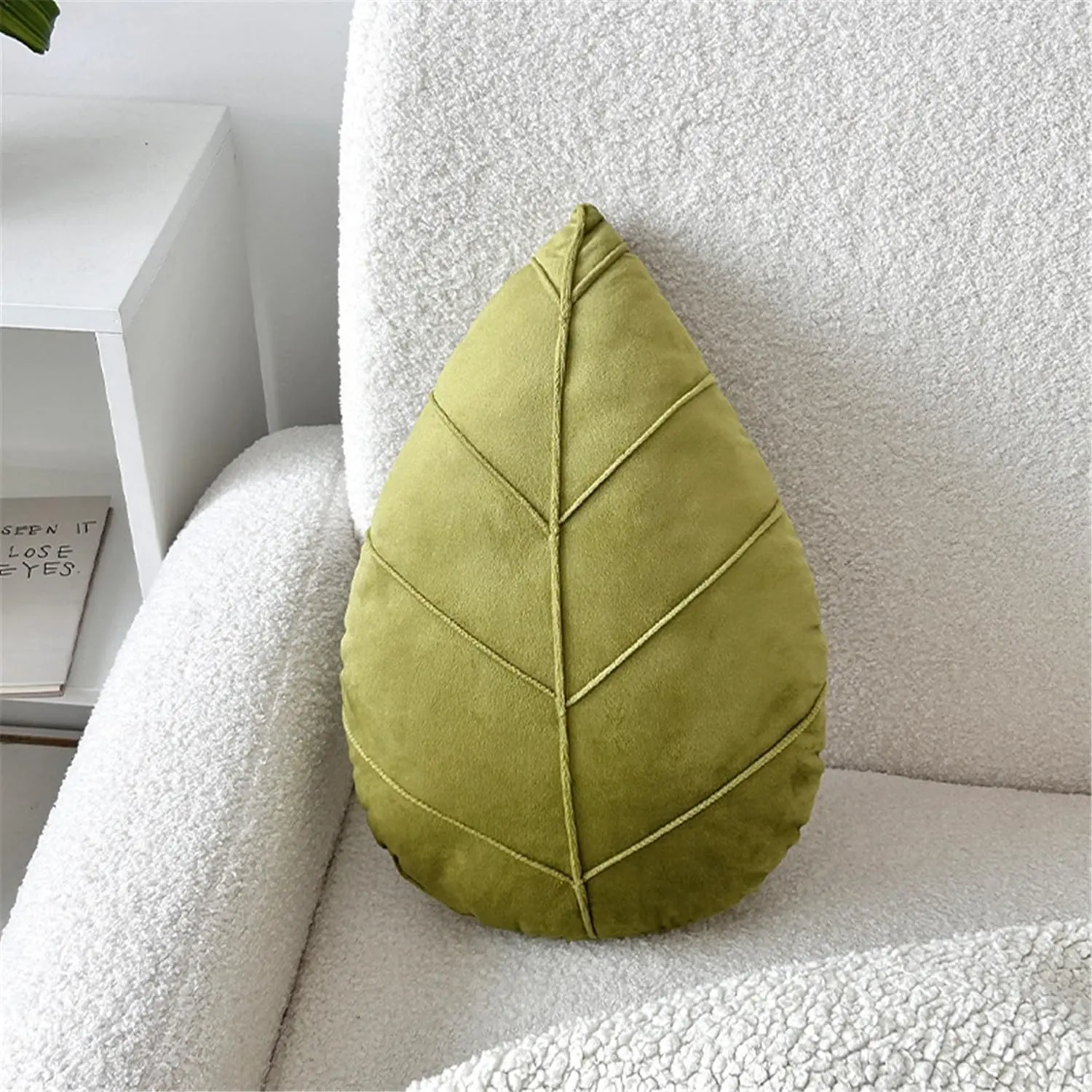 Leaf Pillow, Leaf Shaped  Pillows Green Tropical  Cushion for Sofa Office Bedroom  Decor Green (15"x9.8")