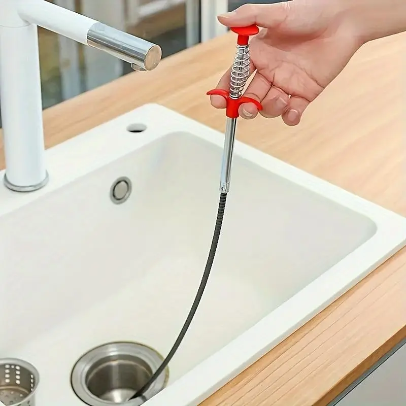 Drain Blockage Removal Tool, Hair-Resistant Shower Drain Cleaner, Kitchen and Bathroom Bathtub Unblocker, Soft Metal and Plastic Pipe Auger
