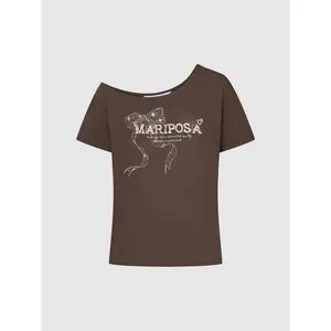 URBAN REVIVO Mariposa Graphic Bow Design Casual Everyday Wear T-Shirts
