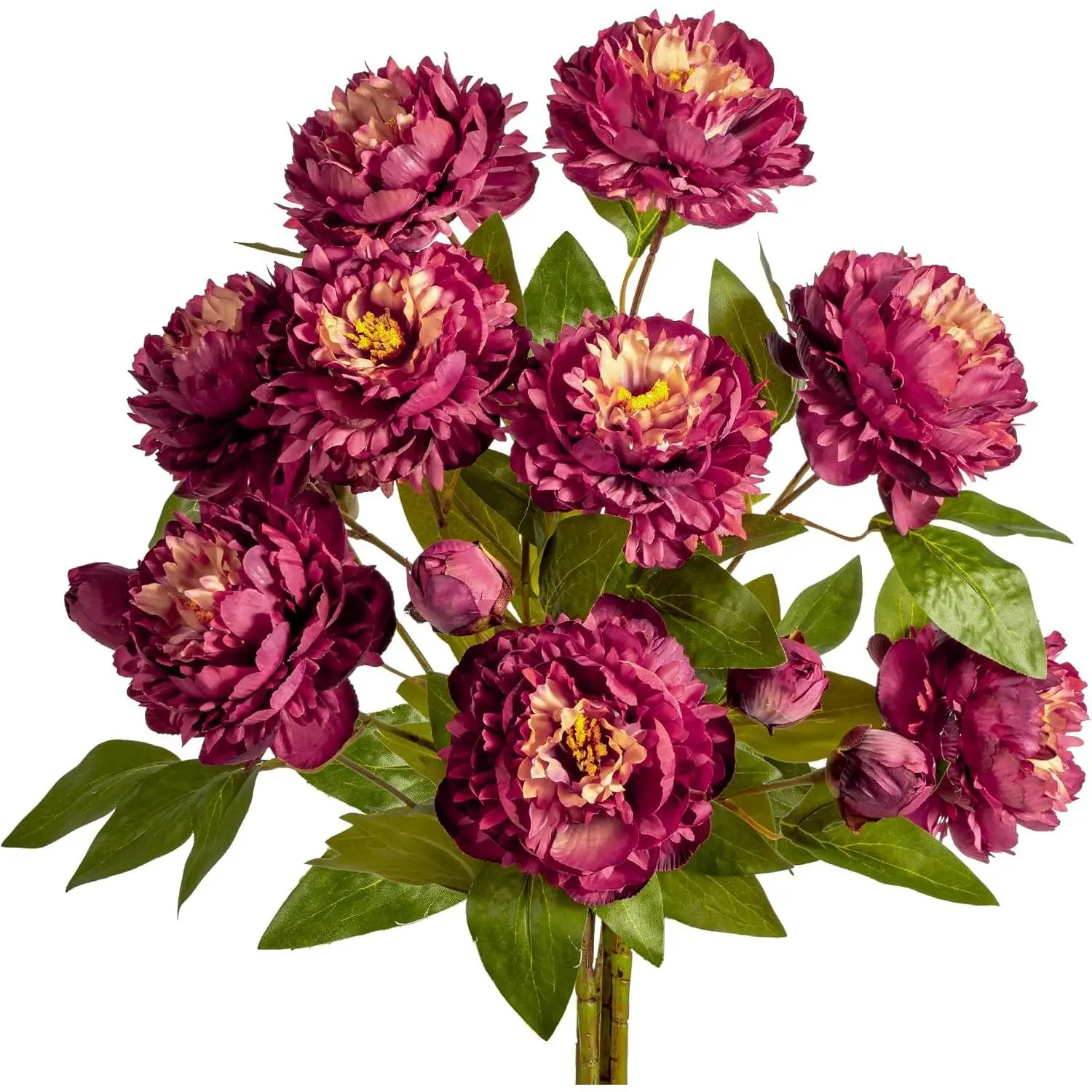 4Pcs Peonies Artificial Flowers Bulk for Vase, Real Touch Faux Peony Silk Flowers that Look Real, Long Stem Fake Peonies for DIY Bouquet Home Indoor Outdoor Decorations (Burgundy)