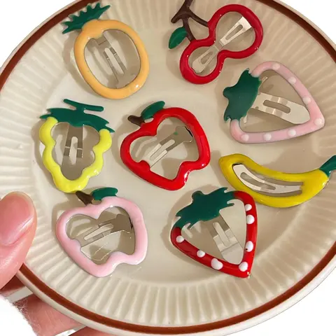 12Pcs Cute Mixed Fruit Hair Clips, Super Cute Clips, Assorted Color Acrylic Hair Barrettes, Kawaii Summer Hair Accessories Set for Kids & Teens, Hairclips