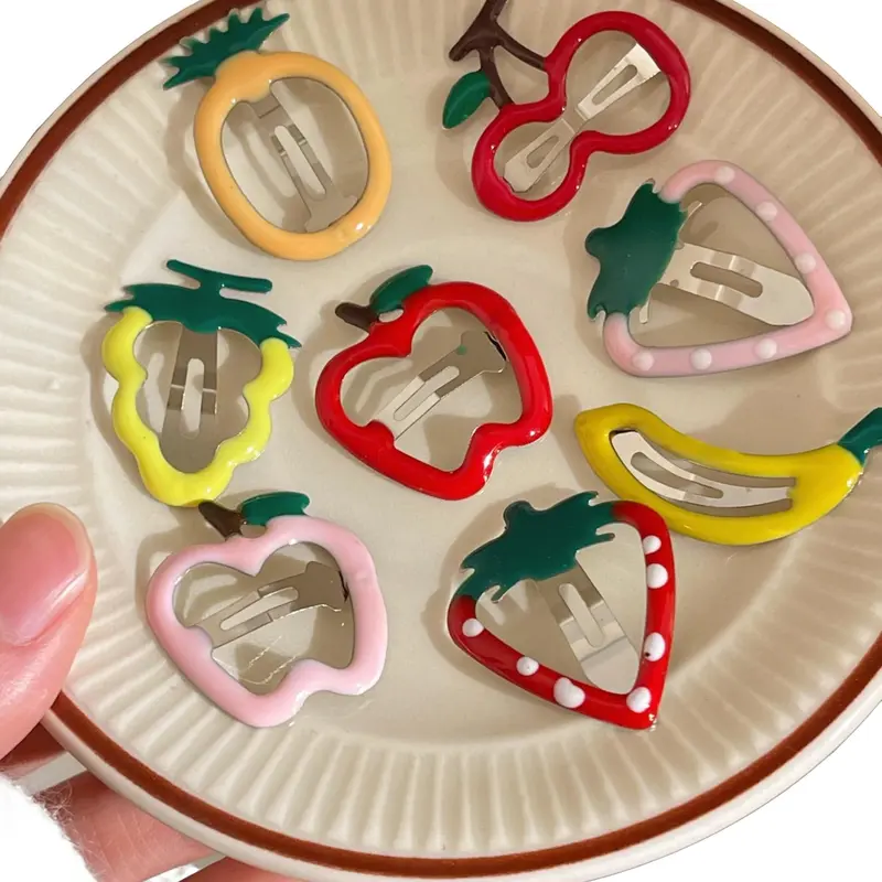 12Pcs Cute Mixed Fruit Hair Clips, Super Cute Clips, Assorted Color Acrylic Hair Barrettes, Kawaii Summer Hair Accessories Set for Kids & Teens, Hairclips