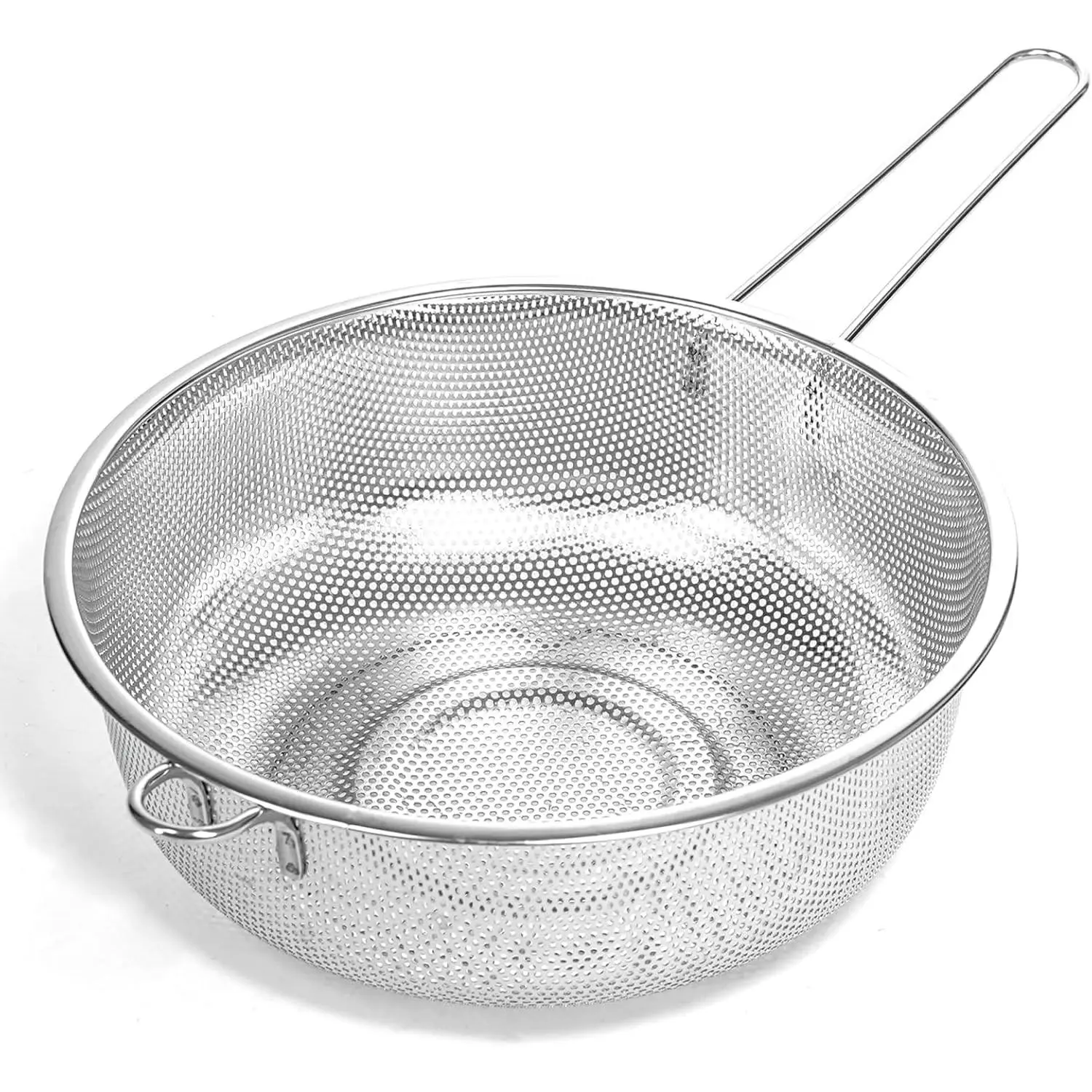 Metal Fine Mesh Strainer and Colander for Kitchen with Handle, Stainless Steel Pasta Strainer/Kitchen Funnel/Collander/Sifter for Strain/Wash Vegetables, Fruits, Spaghetti, Rice (10.2＂)