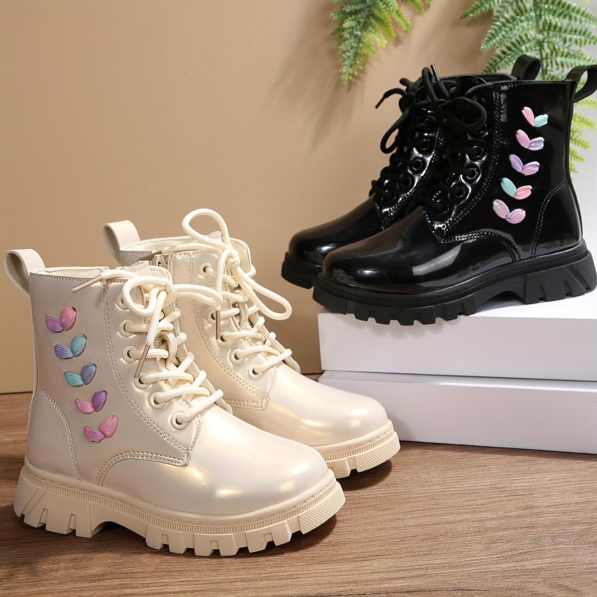 Girls' Casual Fashion Mid-Calf Boots with Lace-Up & Side Zipper Closure - Durable Faux Cover, Round Toe, TPR Sole - Perfect Fall/Winter Outdoor Activities, Casual Wear Boots |                   Playful Design |                   Durable Boots1011