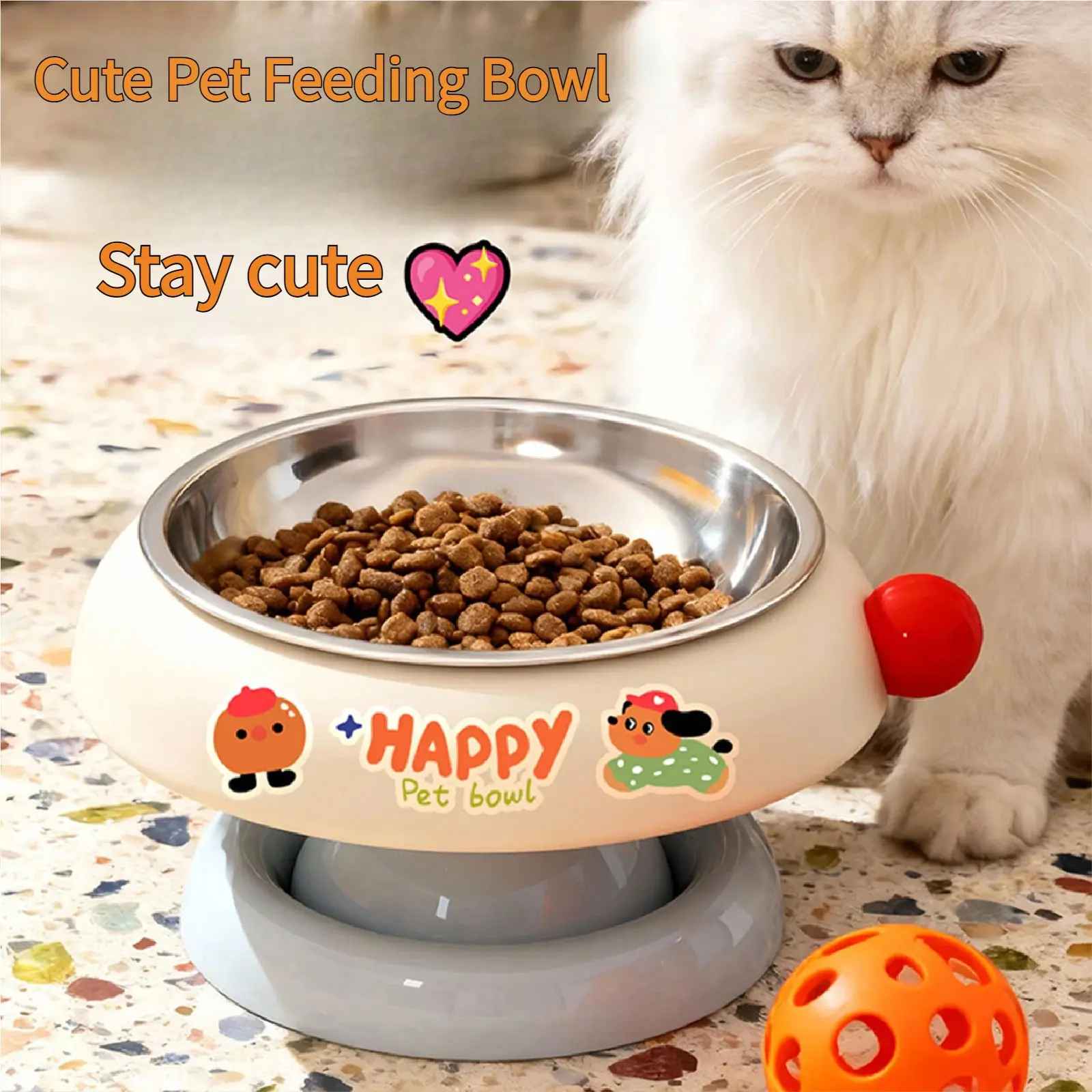 Stainless Steel Cat Bowl, Dog Bowl, Anti-Tip Pet Food Dish, Durable Feeding Bowl for Cats and Dogs, Essential Pet Accessories