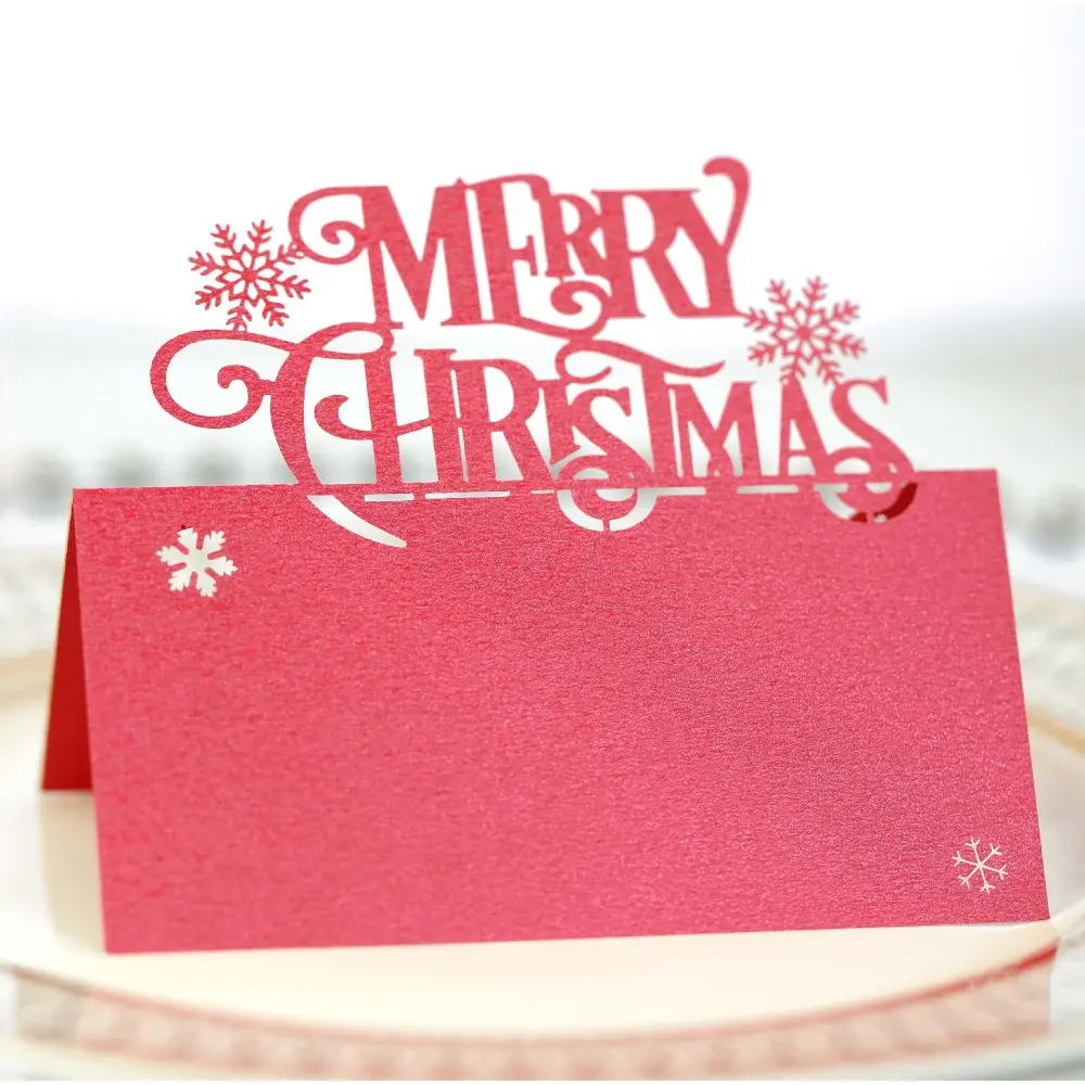 50pcs Christmas laser cutting seat card holiday card table card name seating card snowflake letter