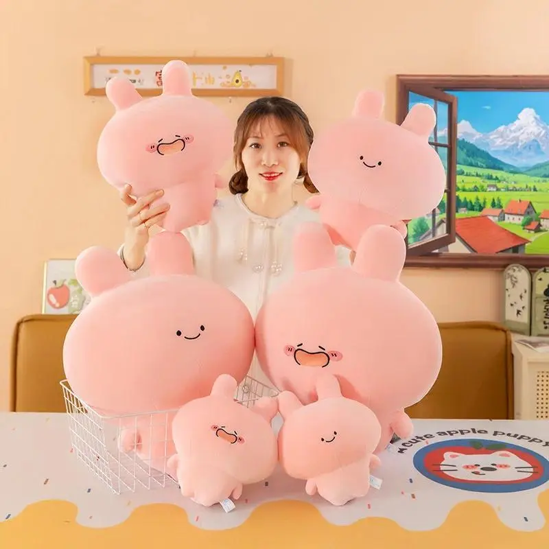 23cmAsamimi Doll Soothing Plush Doll Pink Rabbit Plush Toy Funny Expression Stuffed Animal Sleep Pillow Doll Birthday Xmas Gift