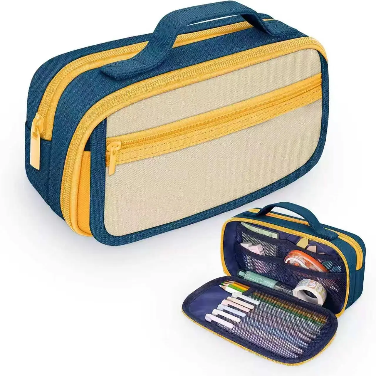 Large Pen Case, Canvas Oxford Durable Zipper Bag, Holds 110+ Pens, Ideal for Stationery and Office Supplies, Storage Organizer