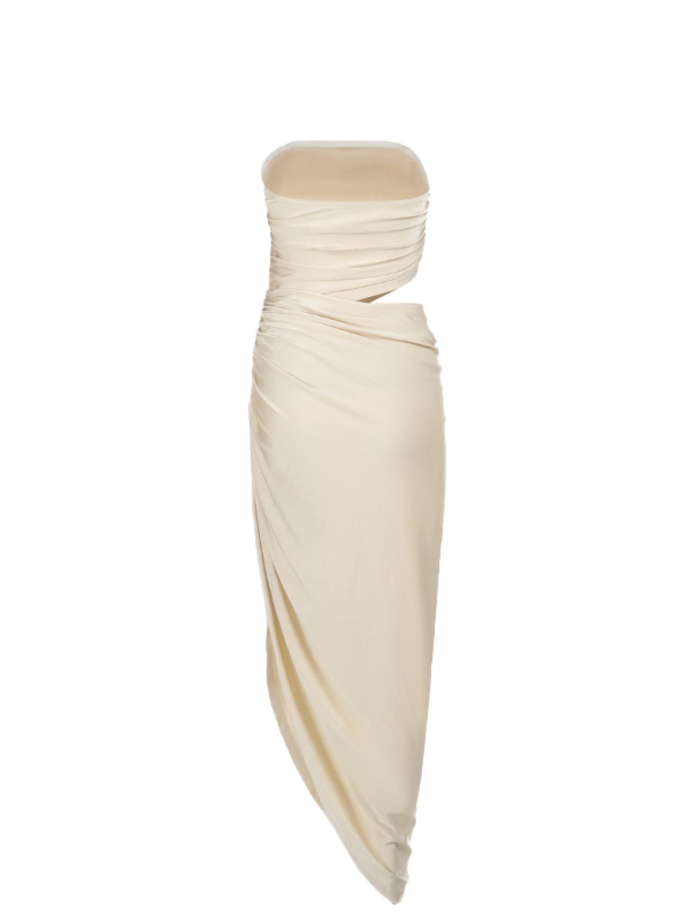 Women's Plain Cut Out Tube Dress, Elegant Strapless Dress for Party Club Dating Wear, Ladies Spring Clothes, Womenswear