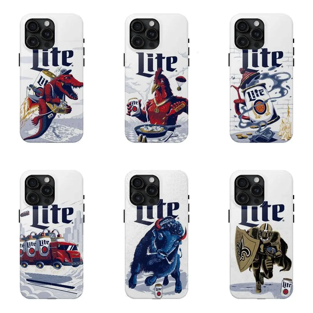Miller Lite T-Rex Phone Case, Funny Beer Dinosaur Art Cover, Miller Lite Chicken Dinner Phone Case, Suitable for iPhone 17-11 Pro Max/Plus and  Samsung Galaxy S23-25