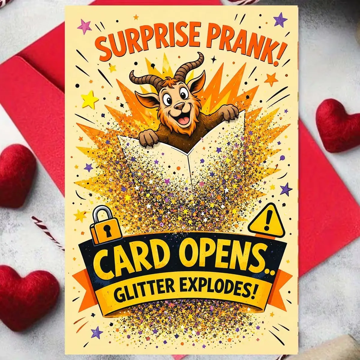 Exploding Glitter Surprise Card, Fun Prank Holiday Greeting Card, Outrageous Playful Joyful, Ideal for Humorous Friends
