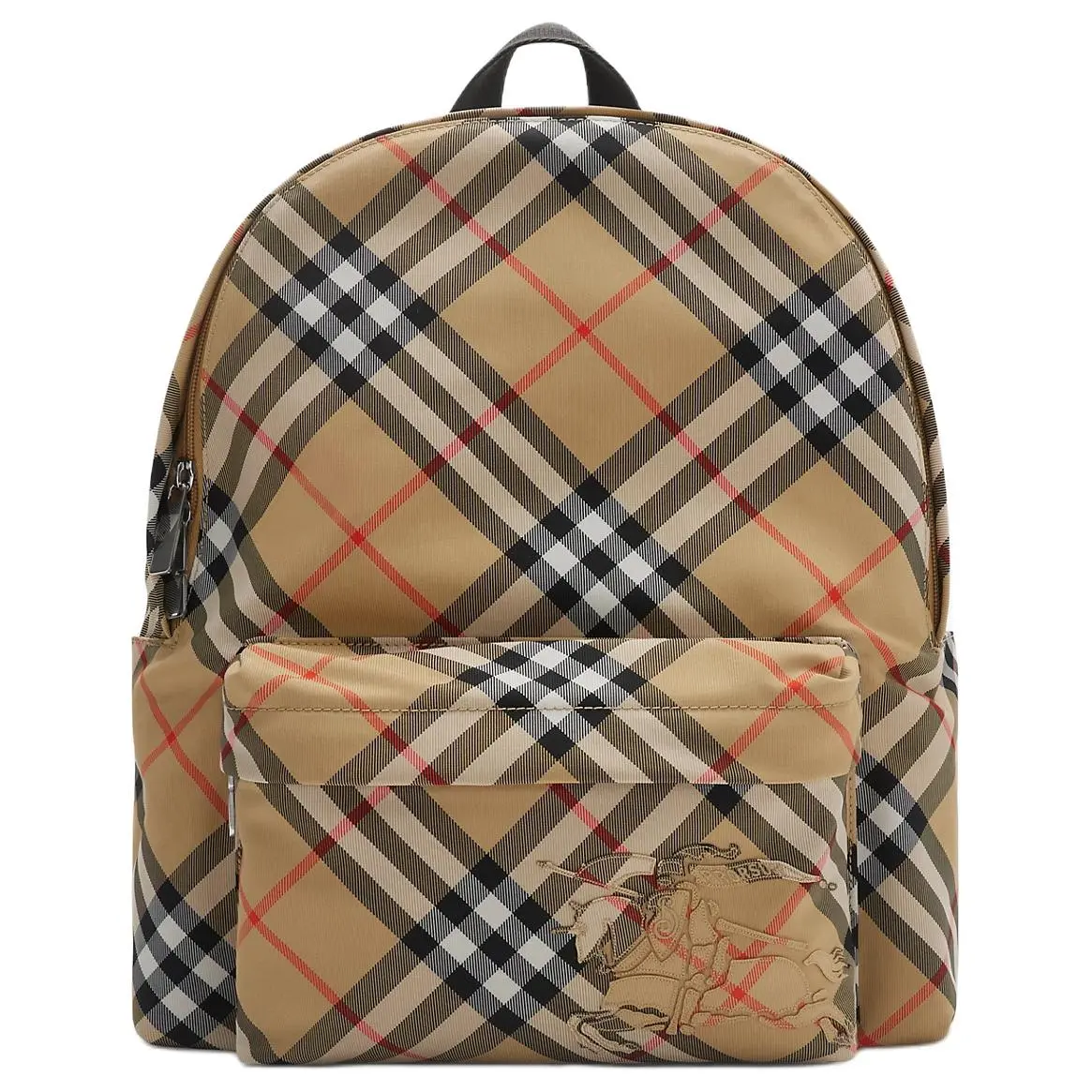 Burberry Small Polyester Backpack for Men with Reversible Zip Front Pocket and Equestrian Knight Embroidery in Beige