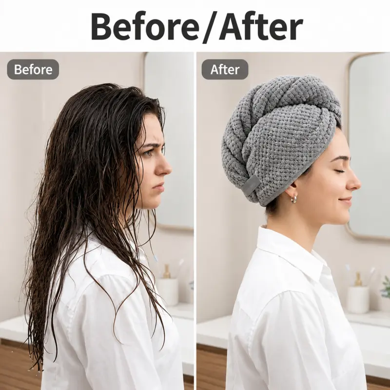 3 Pack Microfiber Hair Drying Towels, Curly Hair Plopping Turban Towel, Soft Quick Dry Hair Wrap with Elastic Band, Super Absorbent Large Hair Towel for Wet Hair, Lightweight Portable Travel Hair Care Accessory