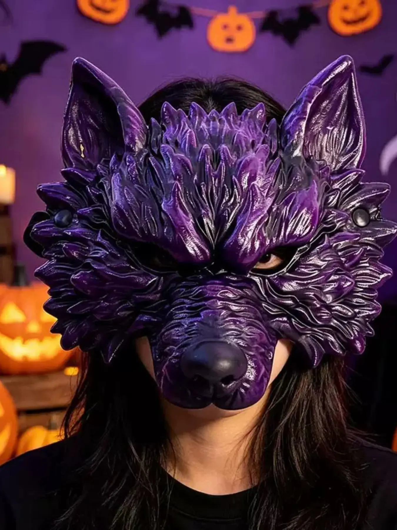 Halloween PU Wolf Mask, Soft Foam Wolf Head Costume Prop, Realistic Party Mask, Festival Dress-Up Accessory, Dance Event Wear