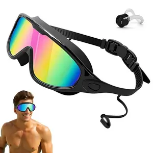 3-Color HD UV Lens Swim Goggles Wide View, Universal Waterproof Swimming Glasses Set for Adults Youth Child, Outdoor Fun Water Sports Gear with Nose Clip & Earplugs