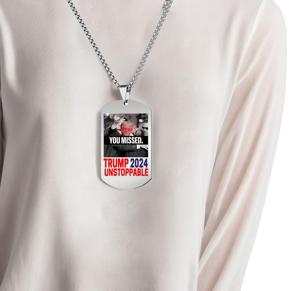 Never Stop Fighting Trump 2024 Necklace Shooting Makes Me Stronger US Flag Picture Glass Dome Pendant Necklace