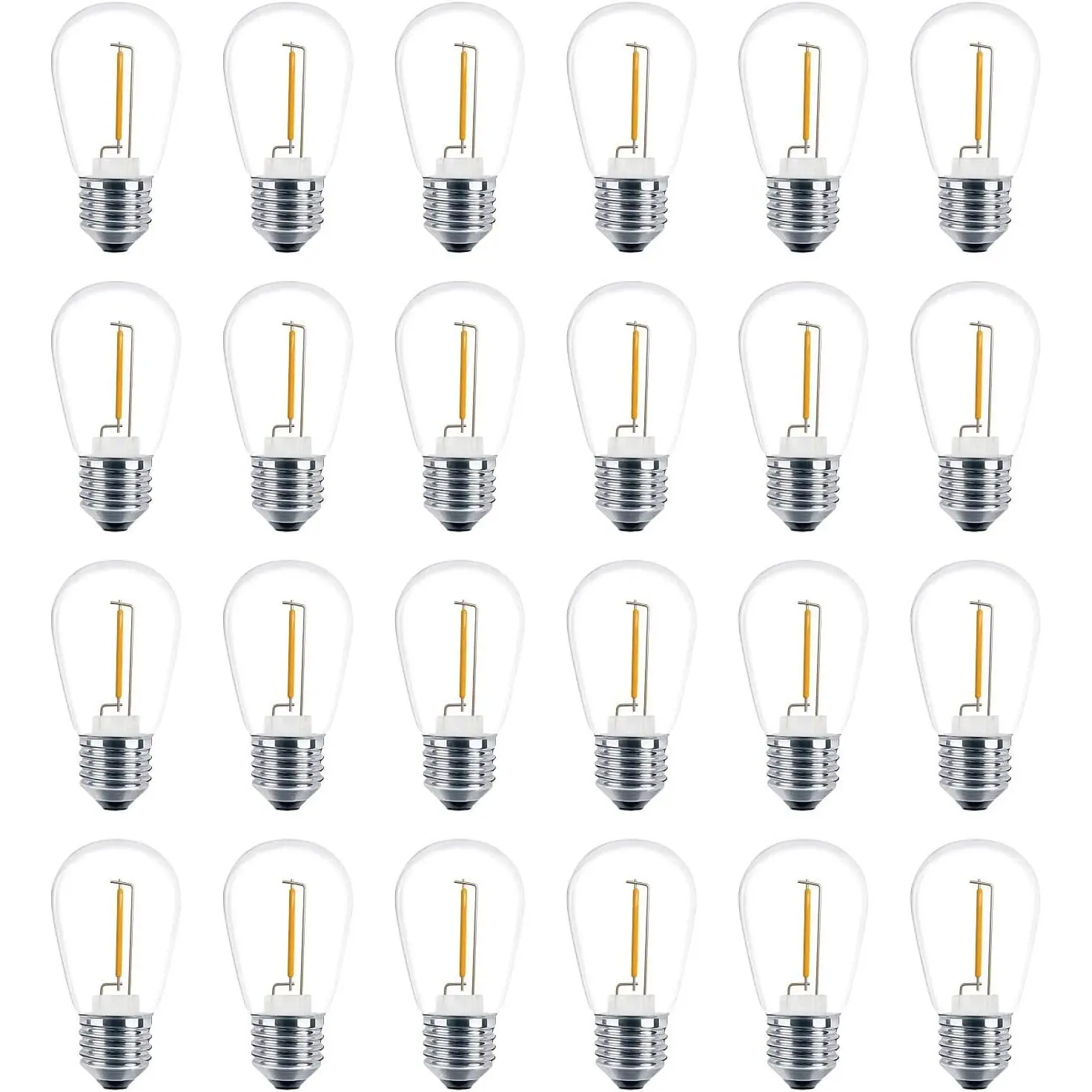 24 Pack LED S14 Replacement Light Bulbs, Shatterproof Outdoor 1 Watt to Replace 11Watts String Incandescent Bulb, E26 Regular Medium Screw Base, 2200K Warm White, Non-Dimmable