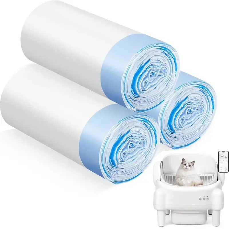 Automatic Litter Box Drawstring Liners, 75-Pack Heavy-Duty Waterproof Polyethylene Cat Litter Bags - Advanced Odor Control, Easy Install