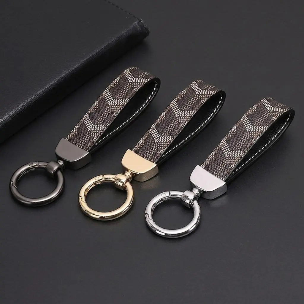 Luxury Fabric-PU Leather Wristlet Keychain with Snap Closure, Car Key Holder, Wrist Strap, Aesthetic Bag Charm for Car Keys, Luggage Accessory