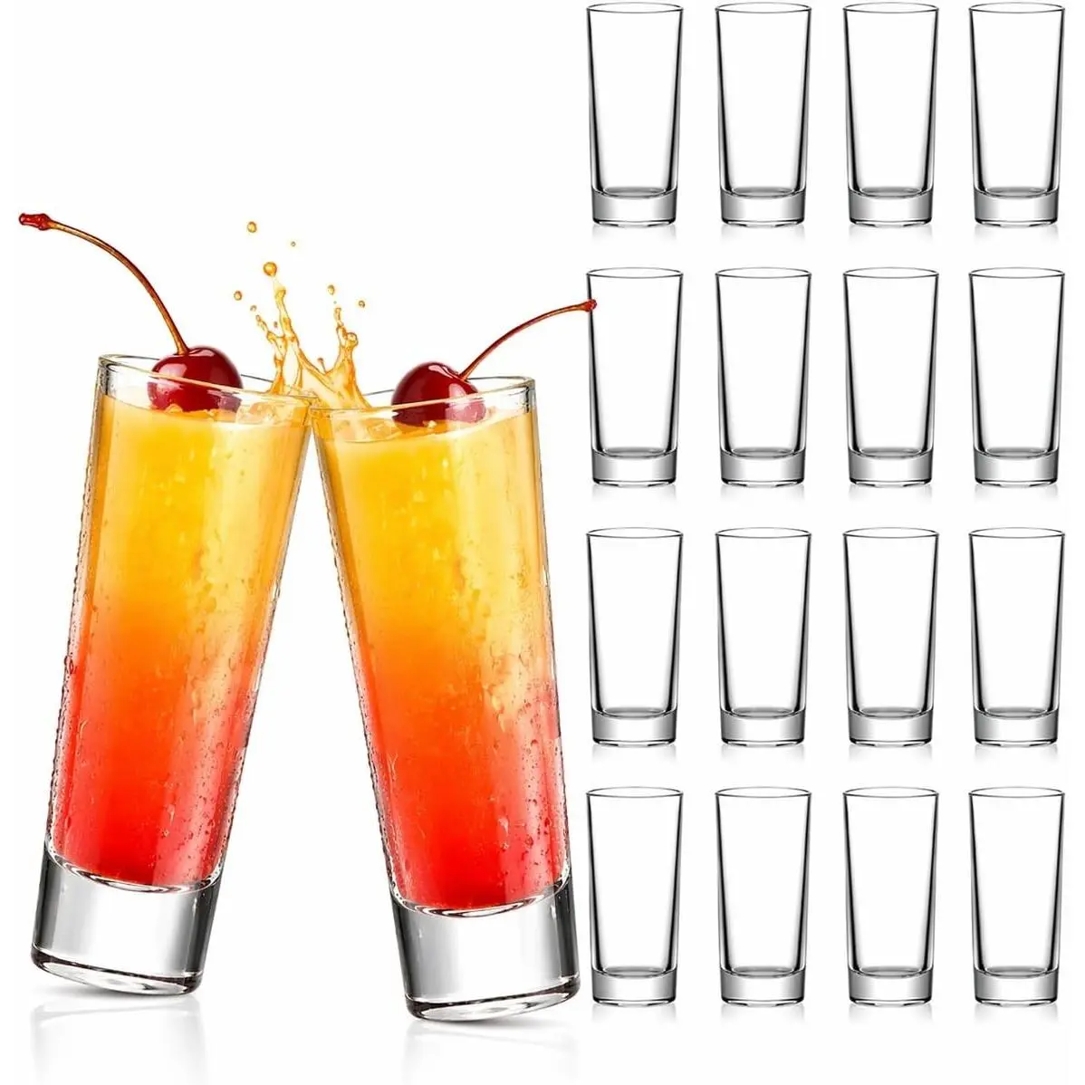 2 OZ Tall Shot Glasses 18 Pack - 3.9 Inch Clear Shot Cups for Whiskey, Tequila, Vodka, Espresso - Durable Glass Shot Glasses for Home, Bars & Parties