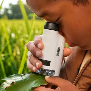 Portable 60-120X Kids Microscope with LED Light, STEM Science Toy for Children, Educational Discovery Kit, Handheld Mini Microscope for Outdoor Exploration & Learning Gifts