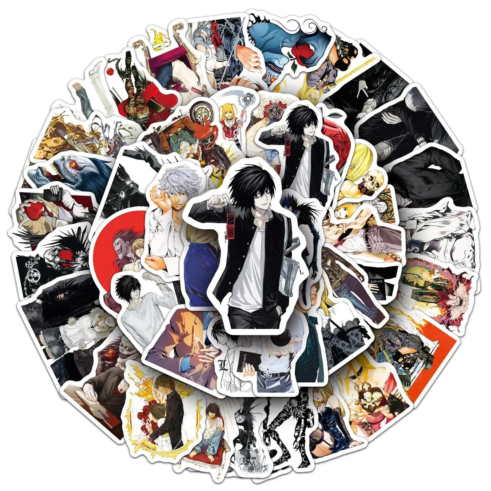 50pcs Anime Death Note Light Yagami Graffiti Stickers for Decorative Scrapbooking Stationery Handbook Water Cup Suitcase Sticker