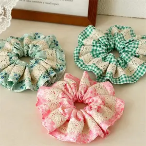 Muweordy Oversized Scrunchies Floral Lace Flower Elastic Hair Bands Women Girls Ponytail Holder Rubber Hairband Hair Accessories