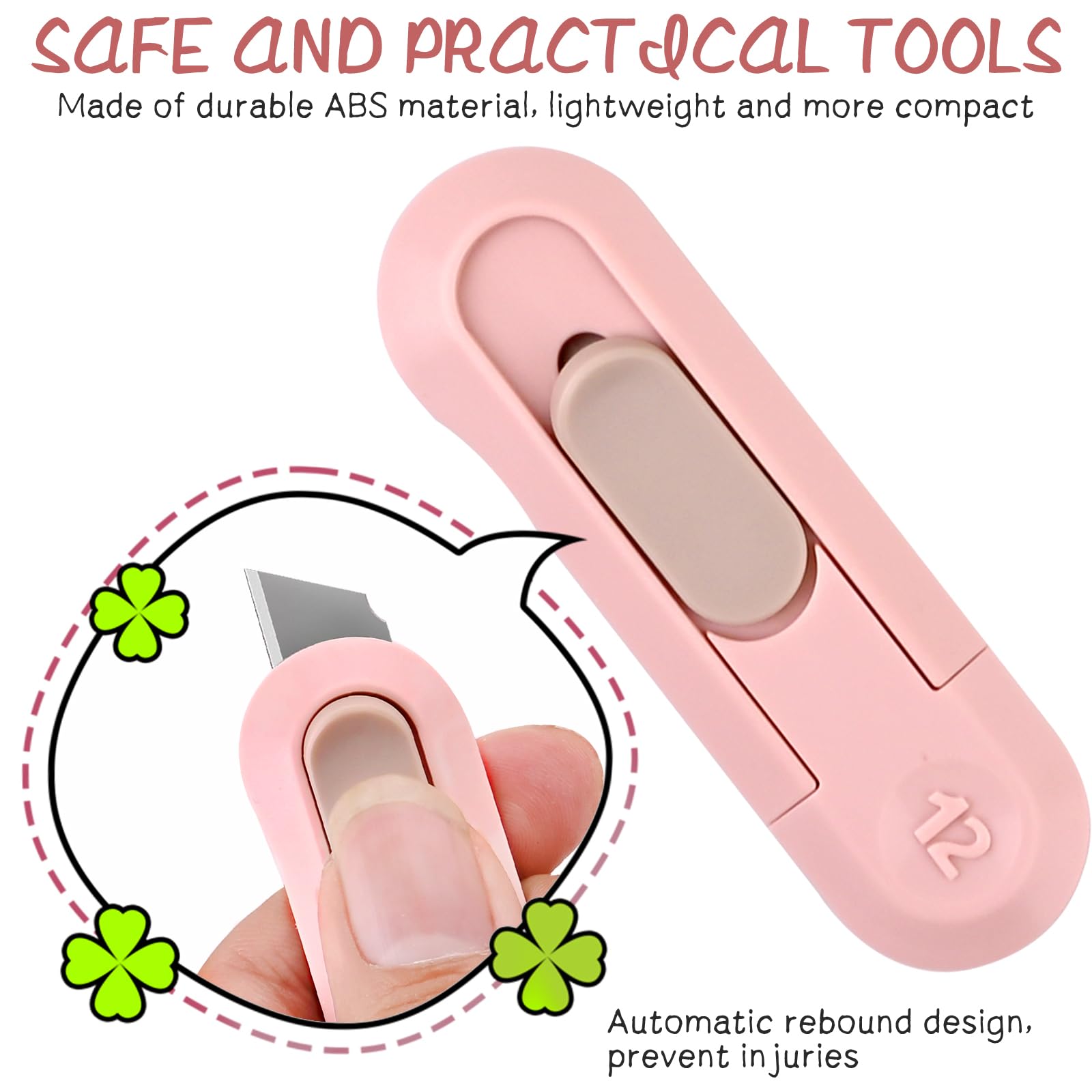 4pcs Retractable Utility Knife, Portable Expandable Mini Box Cutter for Envelopes, Cardboard, Packages| Safe Office & Home Craft Tool, Gift Set with Blade Storage