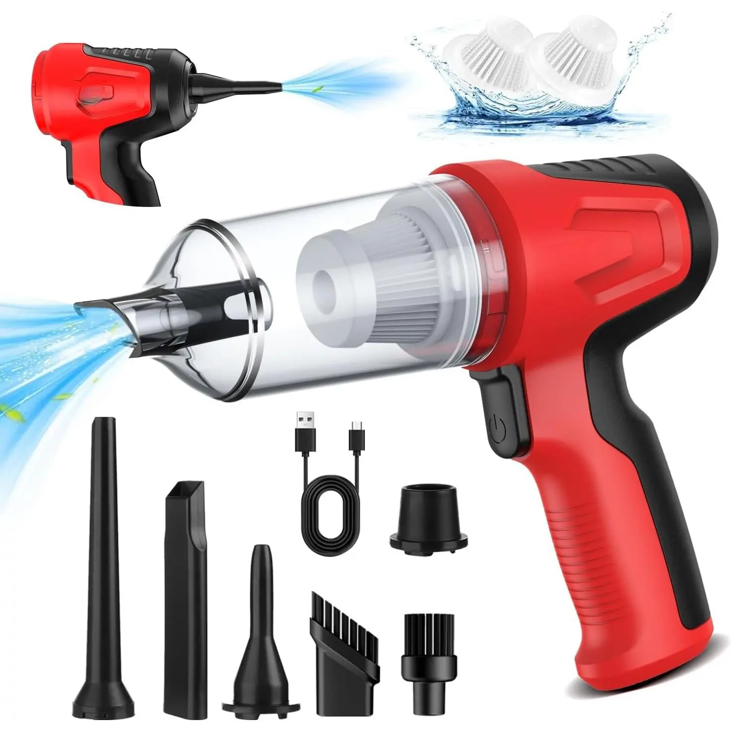 Vacuum Portable Cordless, 4 in 1 Mini Vacuum Cleaner Hight Power, 12000Pa  Suction, Air Duster,  Filter,Adjustable Small Vaccum Portable Cordless for , , , Office