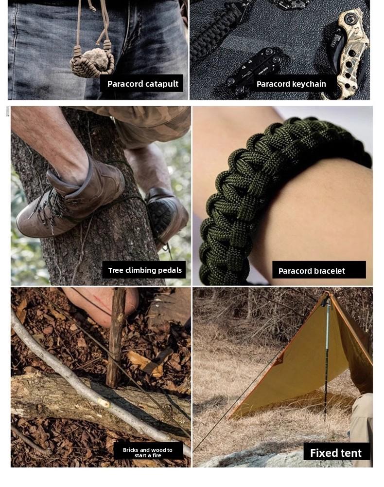 Outdoor Sports Foldable Survival Bracelet Whistle Outdoor Survival Five-in-One Multifunctional Compass Flint Rope Braided Bracelet Camping Pro Off-Road Electric Mountain Bike