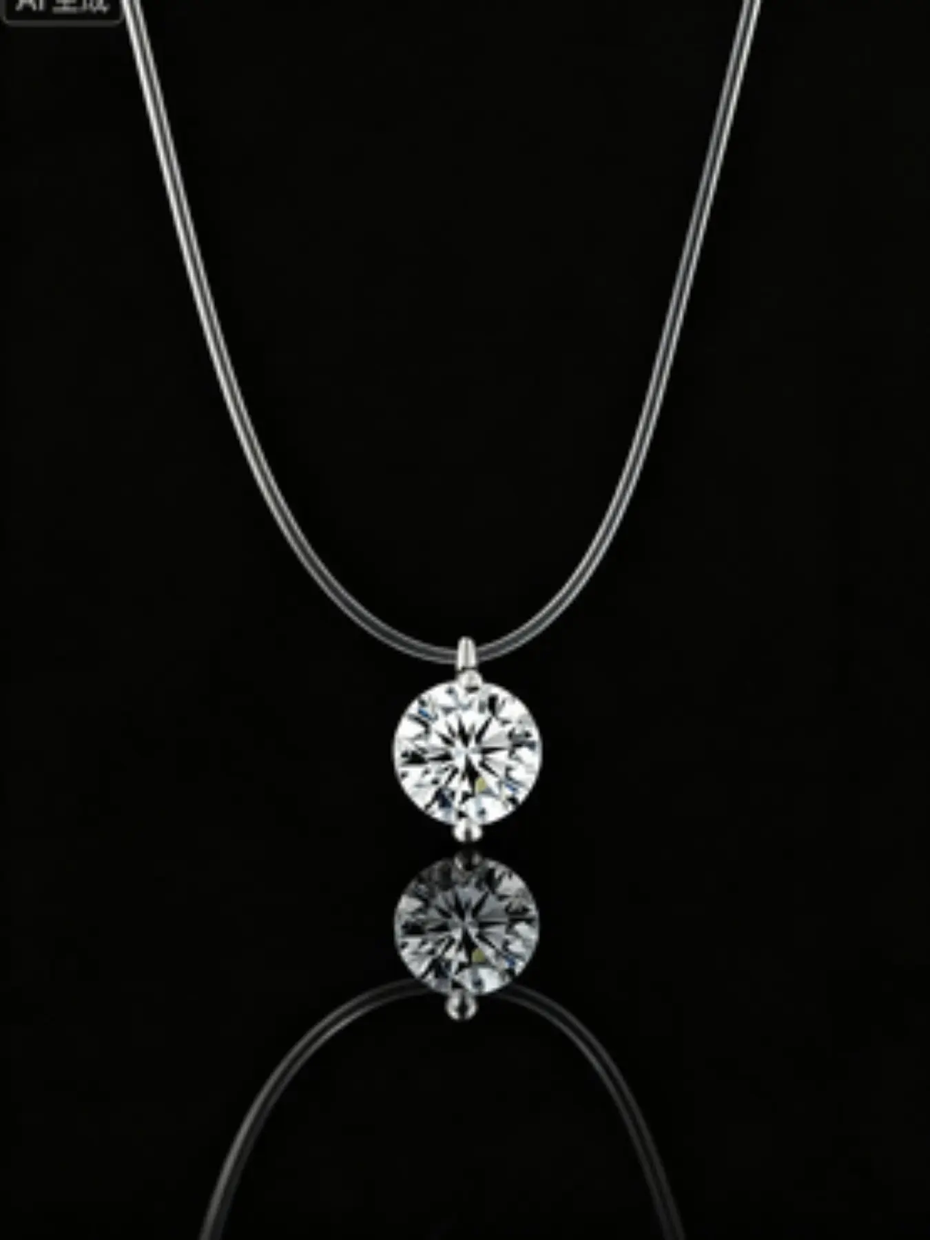 Transparent Fashion Simple Zircon Pendant Necklace, Mermaid Tears Invisible Crystal Fish Line Chain, Elegant Lockbone Jewelry