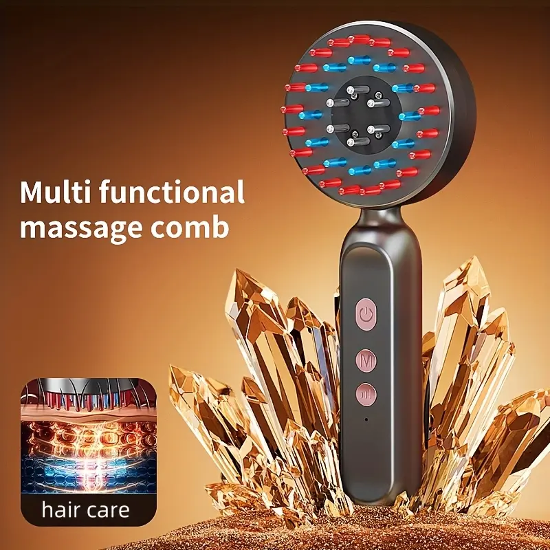 Electric scalp massager - upgraded version - dual-purpose electric hair brush and scalp massager, for hair combing. Electric scalp massager - red light electric vibration massager - kneading and stimulating head massager - scalp massager - hair health and