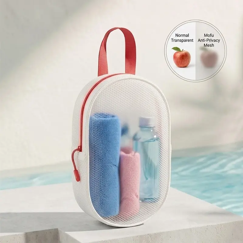 1Pc Grid Handheld Wash Storage Bag, Breathable Mesh Zipper & Handle Design, Stores Underwear, Socks, Toiletries And Cosmetics For Travel, Special Laundry Wash Bag For Washing Machines, Portable Garment Sorting Pouch, Back-To-School Season, Black Friday.