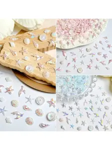 45 pieces of new ocean series nail decorations, including shells, starfish, and dolphins, for nails or phone case decoration (styles are random)